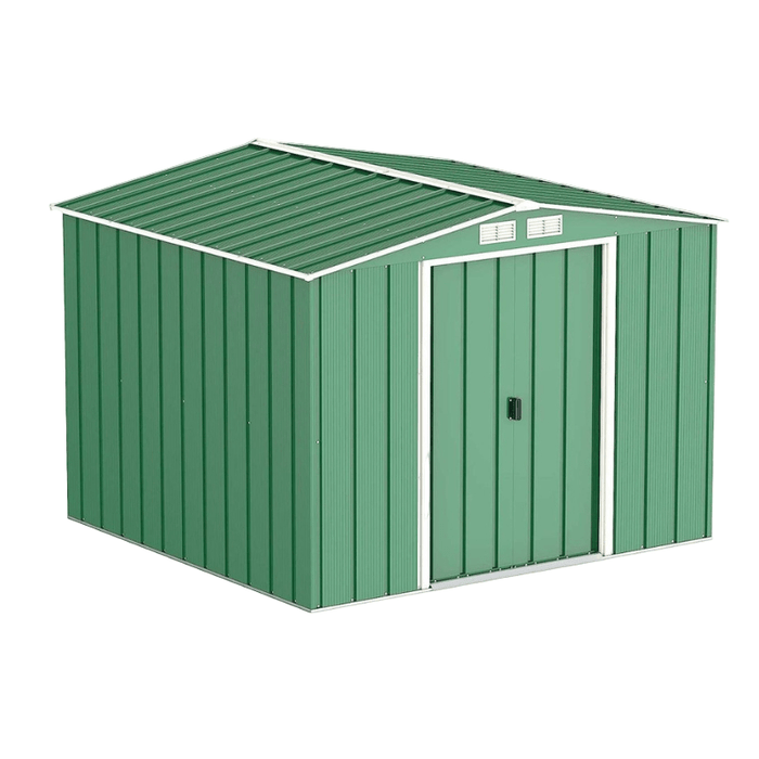 Store More Metal Sheds Sapphire 8ft x 8ft Apex Metal Shed - Green SAPPHIRE88GREEN Sapphire 8ft x 8ft Apex Metal Shed - Green 5055280416626