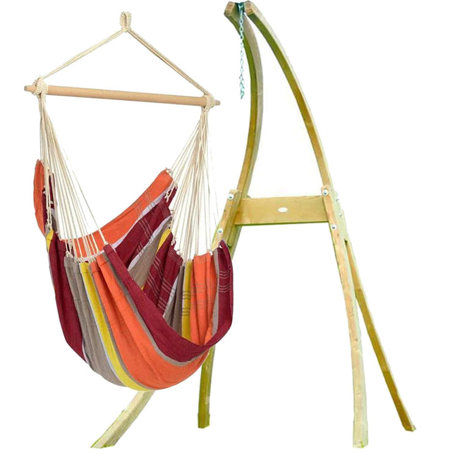 Amazonas Hammock Chair Acerola Coral Amazonas | Brasil Hanging Chair Wooden Stand Set AZ-2030150 AZ-4013100