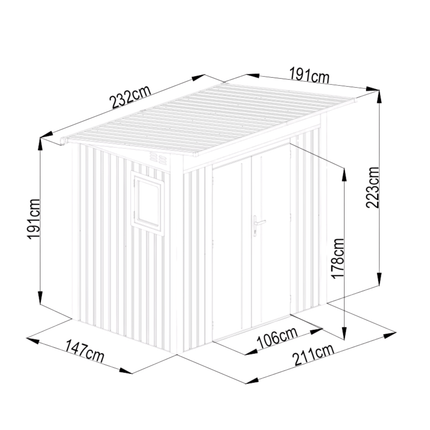 Globel Metal Sheds Lotus Minos 9 x 8 Pent Aluminium Metal Shed - White Lo-MINOS-98-PS Lotus Minos 9 x 8 Pent Aluminium Metal Shed - White 5055280416848
