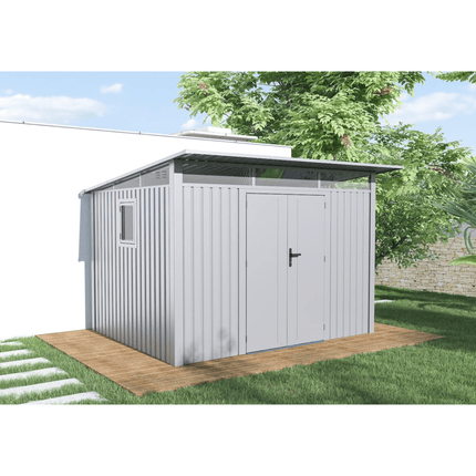 Globel Metal Sheds Lotus Minos 9 x 8 Pent Aluminium Metal Shed - White Lo-MINOS-98-PS Lotus Minos 9 x 8 Pent Aluminium Metal Shed - White 5055280416848