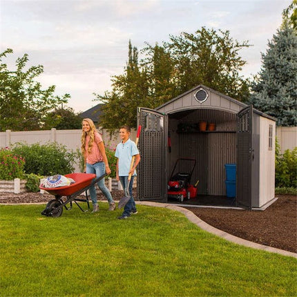 Lifetime Plastic Shed Lifetime 8 X 7.5 Plastic Shed Complete with Accessories (Special Edition) LFT 8x7.5 6411 Lifetime 8 X 7.5 Plastic Shed Complete with Accessories (Special Edition) 5055280403053