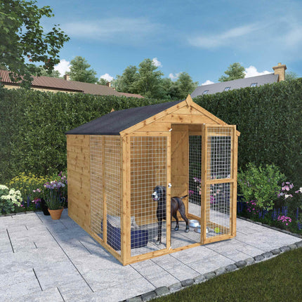 Mercia Dog Kennel Mercia 8x6 Shiplap Apex Dog Kennel & Run