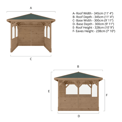 Mercia Gazebo Mercia 10 x 10 (3m x 3m) Traditional Gazebo With Side Panels ESDXL21PT068SK Mercia 10 x 10 (3m x 3m) Traditional Gazebo With Side Panels 5029442023960