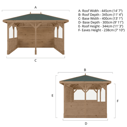Mercia Gazebo Mercia 10 x 13 (3m x 4m) Pressure Treated Traditional Gazebo with Side Panels ESDXL21PT070SK Mercia 10 x 13 (3m x 4m) Pressure Treated Traditional Gazebo with Side Panels 5029442023984