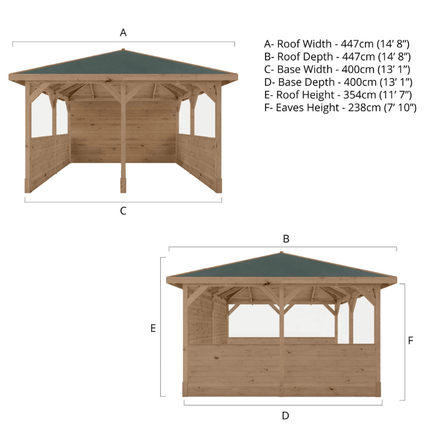 Mercia Gazebo Mercia 13 x 13 (4m x 4m) Pressure Treated Traditional Gazebo with Side Panels ESDXL21PT072SK Mercia 13 x 13 (4m x 4m) Pressure Treated Traditional Gazebo with Side Panels 5029442024004