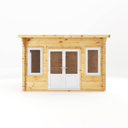 Mercia Log Cabin Mercia 4m x 3m Log Cabin Curved Roof Helios - UPVC White Mercia 4m x 3m Log Cabin Curved Roof Helios - UPVC White