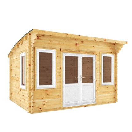 Mercia Log Cabin Mercia 4m x 3m Log Cabin Curved Roof Helios - UPVC White Mercia 4m x 3m Log Cabin Curved Roof Helios - UPVC White