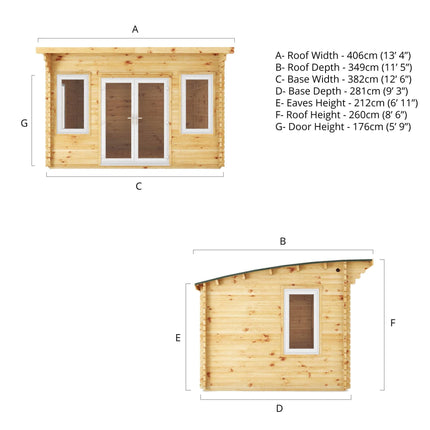 Mercia Log Cabin Mercia 4m x 3m Log Cabin Curved Roof Helios - UPVC White Mercia 4m x 3m Log Cabin Curved Roof Helios - UPVC White