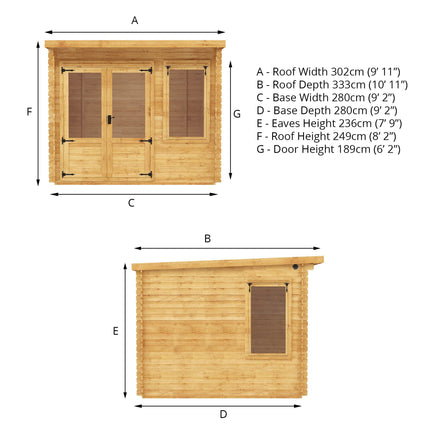 Mercia Log Cabins Mercia 3m x 3m (10 x 10) Pent 19mm Log Cabin Mercia 3m x 3m (10 x 10) Pent 19mm Log Cabin