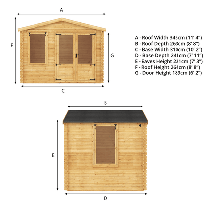 Mercia Log Cabins Mercia 9 x 11 (2.6m x 3.3m) Log Cabin - 19mm Logs Mercia 9 x 11 (2.6m x 3.3m) Log Cabin - 19mm Logs