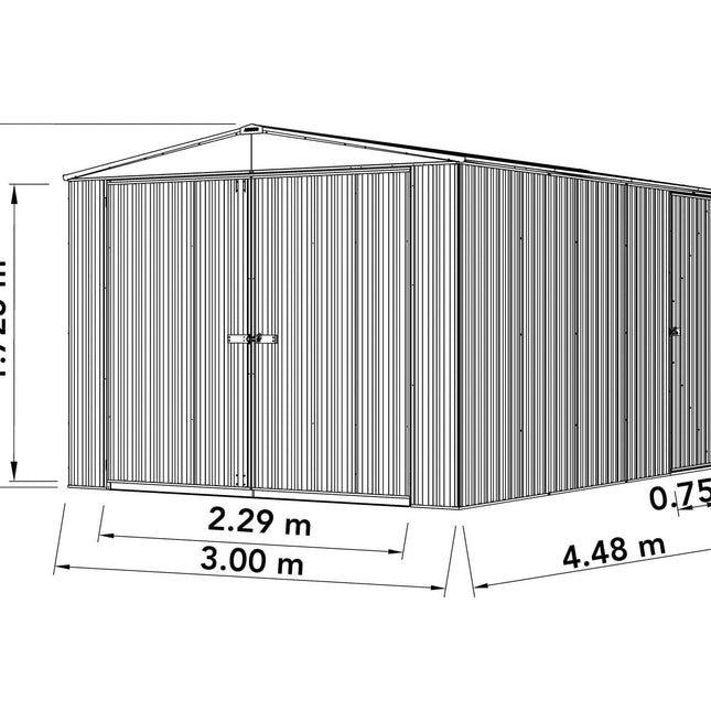 Mercia Metal Shed Absco 10 x 15 Utility Metal Workshop (3m x 4.48m) Pale Eucalyptus - Anchor Kit Included ESDXL20MET127AK Absco 10 x 15 Utility Metal Workshop (3m x 4.48m) Pale Eucalyptus - Anchor Kit Included 5029442021935