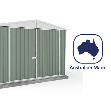 Mercia Metal Shed Absco 10 x 15 Utility Metal Workshop (3m x 4.48m) Pale Eucalyptus - Anchor Kit Included ESDXL20MET127AK Absco 10 x 15 Utility Metal Workshop (3m x 4.48m) Pale Eucalyptus - Anchor Kit Included 5029442021935