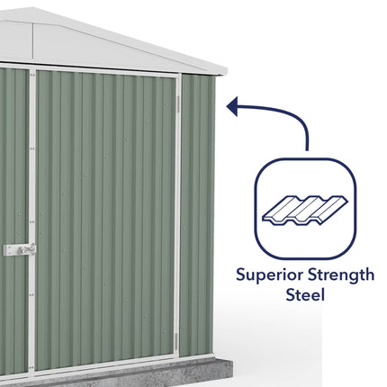 Mercia Metal Shed Absco 10 x 15 Utility Metal Workshop (3m x 4.48m) Pale Eucalyptus - Anchor Kit Included ESDXL20MET127AK Absco 10 x 15 Utility Metal Workshop (3m x 4.48m) Pale Eucalyptus - Anchor Kit Included 5029442021935