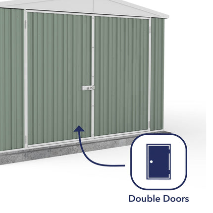 Mercia Metal Shed Absco 10 x 15 Utility Metal Workshop (3m x 4.48m) Pale Eucalyptus - Anchor Kit Included ESDXL20MET127AK Absco 10 x 15 Utility Metal Workshop (3m x 4.48m) Pale Eucalyptus - Anchor Kit Included 5029442021935