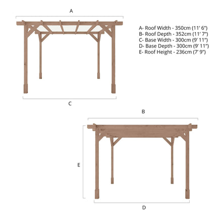 Mercia Pergola Mercia 10 x 10 (3.0m x 3.0m) Pressure Treated Wooden Pergola ESDXL21PT064SK Mercia 10 x 10 (3.0m x 3.0m) Pressure Treated Wooden Pergola 5029442023922
