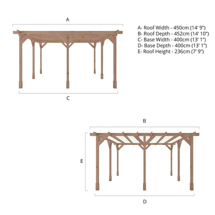 Mercia Pergola Mercia 13 x 13 (4.0m x 4.0m) Pressure Treated Wooden Pergola ESDXL21PT066SK Mercia 13 x 13 (4.0m x 4.0m) Pressure Treated Wooden Pergola 5029442023946