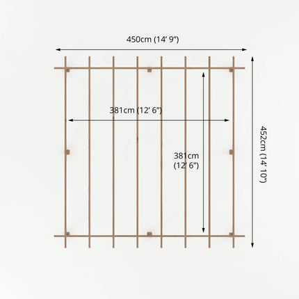 Mercia Pergola Mercia 13 x 13 (4.0m x 4.0m) Pressure Treated Wooden Pergola ESDXL21PT066SK Mercia 13 x 13 (4.0m x 4.0m) Pressure Treated Wooden Pergola 5029442023946