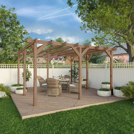 Mercia Pergola Mercia 13 x 13 (4.0m x 4.0m) Pressure Treated Wooden Pergola ESDXL21PT066SK Mercia 13 x 13 (4.0m x 4.0m) Pressure Treated Wooden Pergola 5029442023946