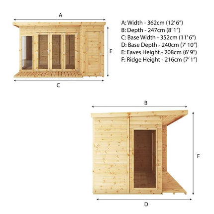 Mercia Summerhouse Mercia 12 x 8 Premium Garden Room Summerhouse With Side Shed Mercia 12 x 8 Premium Garden Room Summerhouse With Side Shed