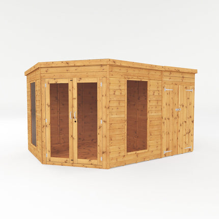 Mercia Summerhouse Mercia 12x8 Wooden Corner Summerhouse with Side Shed