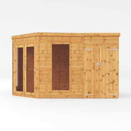 Mercia Summerhouse Mercia 12x8 Wooden Corner Summerhouse with Side Shed