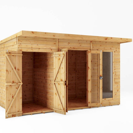 Mercia Summerhouses Mercia 12 x 6 Maine Pent Summerhouse With Side Shed Mercia 12 x 6 Maine Pent Summerhouse With Side Shed