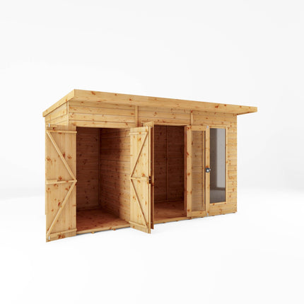 Mercia Summerhouses Mercia 12 x 6 Maine Pent Summerhouse With Side Shed Mercia 12 x 6 Maine Pent Summerhouse With Side Shed