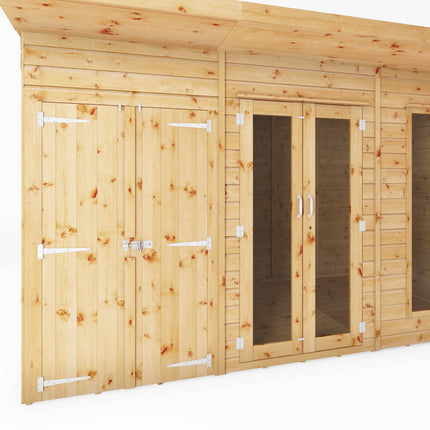 Mercia Summerhouses Mercia 12 x 6 Maine Pent Summerhouse With Side Shed Mercia 12 x 6 Maine Pent Summerhouse With Side Shed