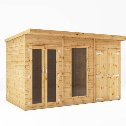 Mercia Summerhouses Mercia 12 x 6 Maine Pent Summerhouse With Side Shed Mercia 12 x 6 Maine Pent Summerhouse With Side Shed