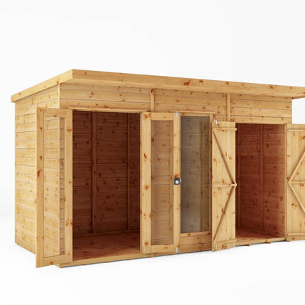 Mercia Summerhouses Mercia 12 x 6 Maine Pent Summerhouse With Side Shed Mercia 12 x 6 Maine Pent Summerhouse With Side Shed