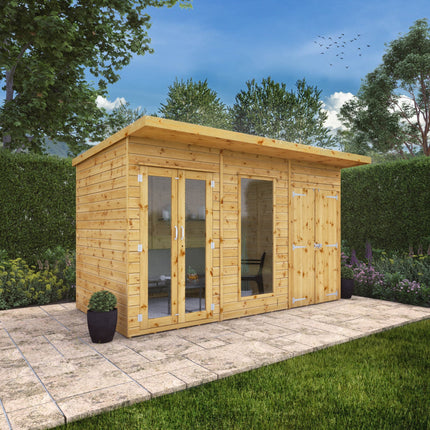 Mercia Summerhouses Mercia 12 x 6 Maine Pent Summerhouse With Side Shed Mercia 12 x 6 Maine Pent Summerhouse With Side Shed