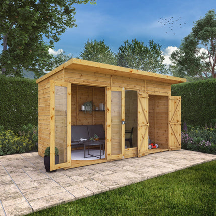 Mercia Summerhouses Mercia 12 x 6 Maine Pent Summerhouse With Side Shed Mercia 12 x 6 Maine Pent Summerhouse With Side Shed