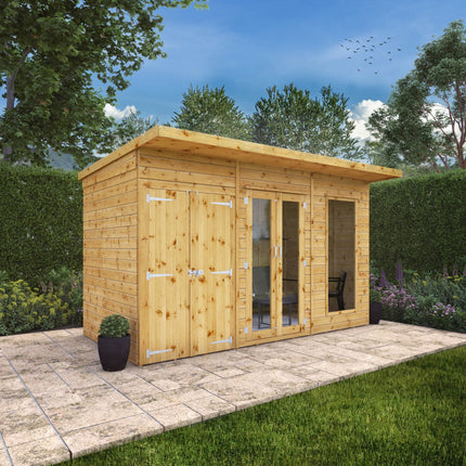 Mercia Summerhouses Mercia 12 x 6 Maine Pent Summerhouse With Side Shed Mercia 12 x 6 Maine Pent Summerhouse With Side Shed