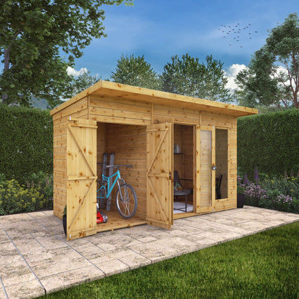 Mercia Summerhouses Mercia 12 x 6 Maine Pent Summerhouse With Side Shed Mercia 12 x 6 Maine Pent Summerhouse With Side Shed