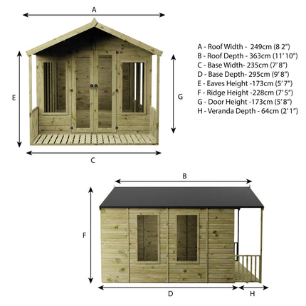 Mercia Summerhouses Mercia 12 x 8 Wessex Summerhouse with Veranda Mercia 12 x 8 Wessex Summerhouse with Veranda