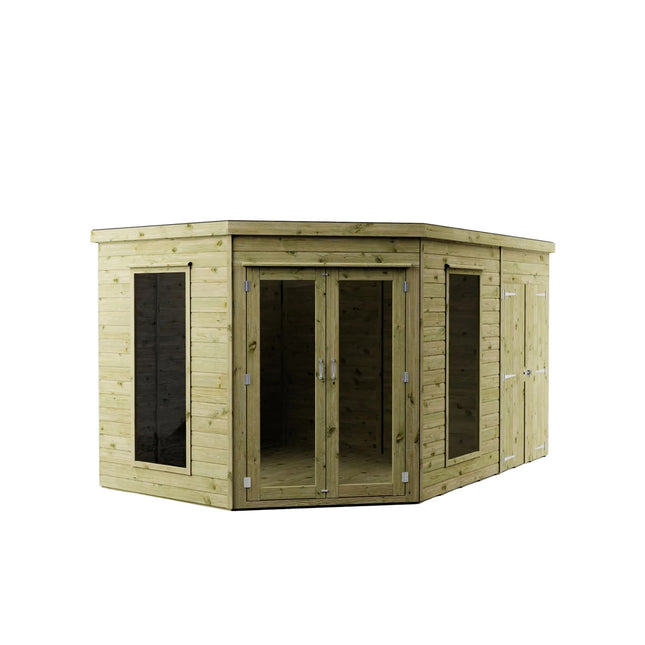 Mercia Summerhouses Mercia 12x8 Premium Corner Summerhouse with Side Shed Mercia 12x8 Premium Corner Summerhouse with Side Shed