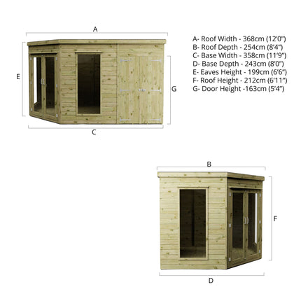 Mercia Summerhouses Mercia 12x8 Premium Corner Summerhouse with Side Shed Mercia 12x8 Premium Corner Summerhouse with Side Shed