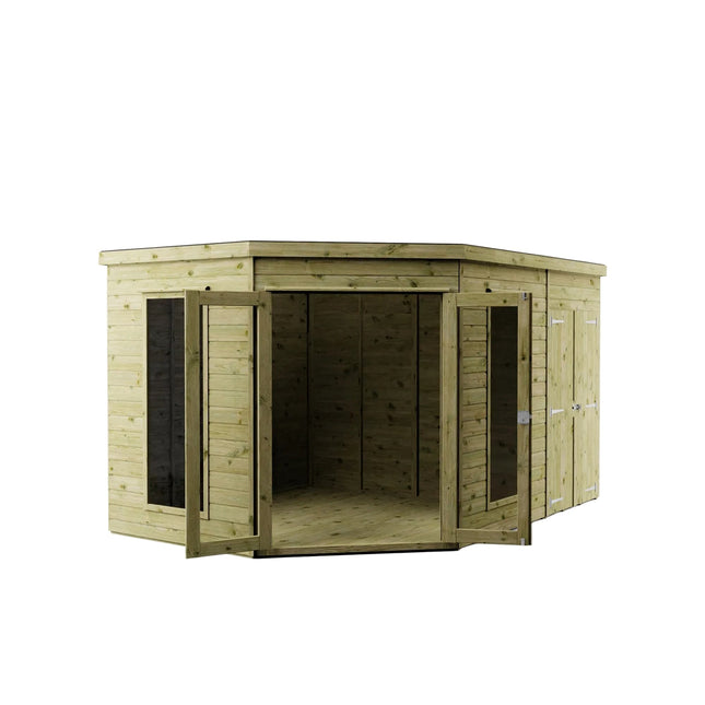 Mercia Summerhouses Mercia 12x8 Premium Corner Summerhouse with Side Shed Mercia 12x8 Premium Corner Summerhouse with Side Shed