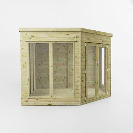 Mercia Summerhouses Mercia 13 x 9 Premium Corner Summerhouse With Side Shed Mercia 13 x 9 Premium Corner Summerhouse With Side Shed