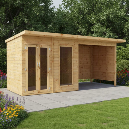 Mercia Summerhouses Mercia 16 x 6 Maine Pent Summerhouse With Patio Area Mercia 16 x 6 Maine Pent Summerhouse With Patio Area