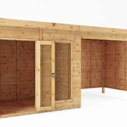 Mercia Summerhouses Mercia 16 x 6 Maine Pent Summerhouse With Patio Area Mercia 16 x 6 Maine Pent Summerhouse With Patio Area