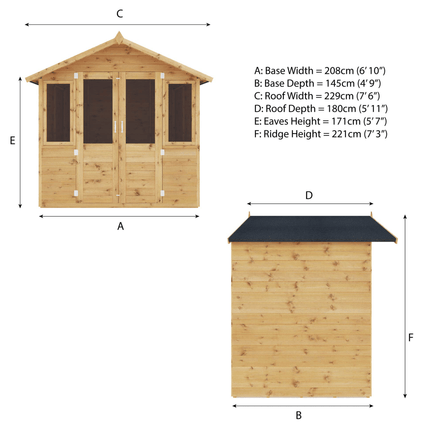 Mercia Summerhouses Mercia 7 x 5 Traditional Double Door Summerhouse Mercia 7 x 5 Traditional Double Door Summerhouse