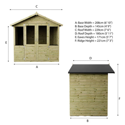 Mercia Summerhouses Mercia 7 x 5 Traditional Double Door Summerhouse Mercia 7 x 5 Traditional Double Door Summerhouse