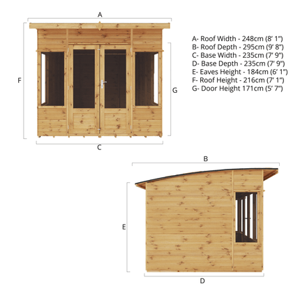 Mercia Summerhouses Mercia 8 x 8 Helios Curved Roof Summerhouse Mercia 8 x 8 Helios Curved Roof Summerhouse