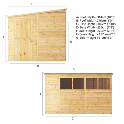 Mercia Wooden Sheds Mercia 10 x 8 Premium Woodsman Shiplap Pent Shed - Glass Mercia 10 x 8 Premium Woodsman Shiplap Pent Shed - Glass