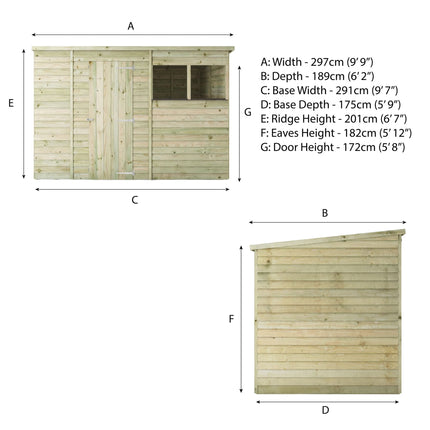 Mercia Wooden Sheds Mercia 10x6 Overlap Pent Shed Mercia 10x6 Overlap Pent Shed