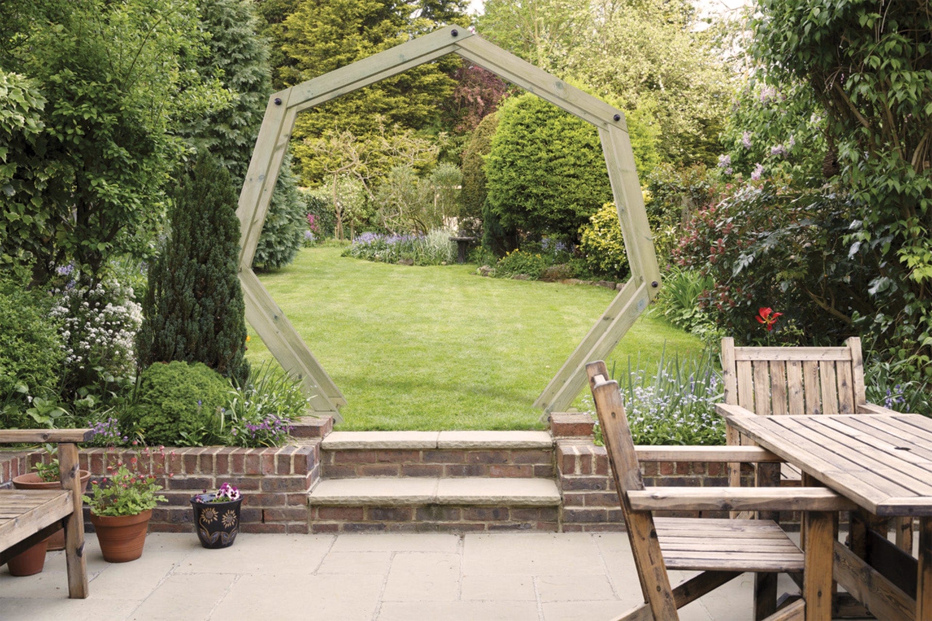 Hexagonal Gate Build Shire Hexagon Moon Gate Garden Arch – Garden Building Store