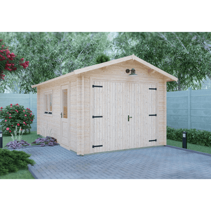 Shire Garage Shire Garage 10 x 17 Apex Log Cabin 44mm Shire Garage 10 x 17 Apex Log Cabin 44mm