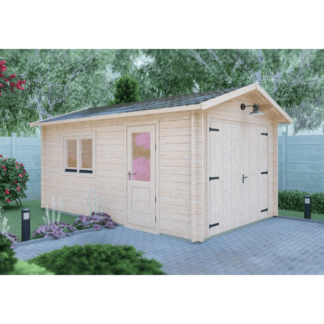 Shire Garage Shire Garage 10 x 17 Apex Log Cabin 44mm Shire Garage 10 x 17 Apex Log Cabin 44mm