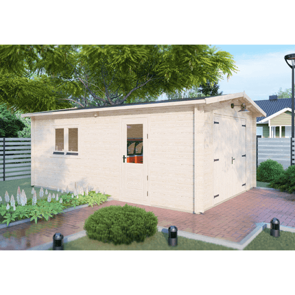 Shire Garage Shire Garage 12 x 18 Apex Log Cabin 44mm Shire Garage 12 x 18 Apex Log Cabin 44mm